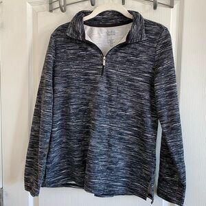 Croft & Barrow womens small Heather black & white half zip pullover‎
